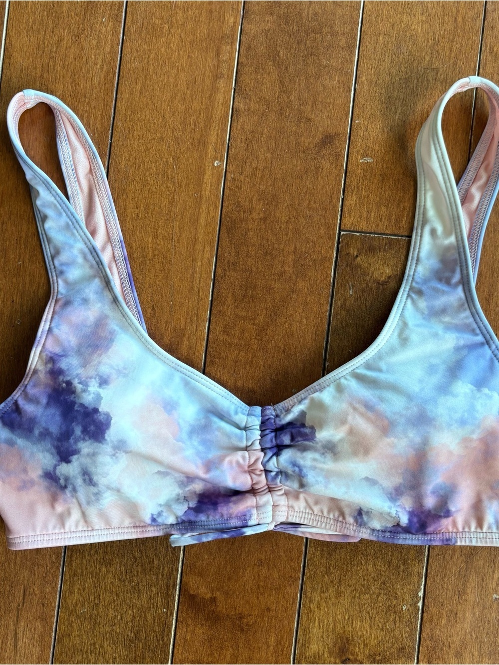 Roxy Pastel Tie-Dye Bikini Top in Pink and Purple